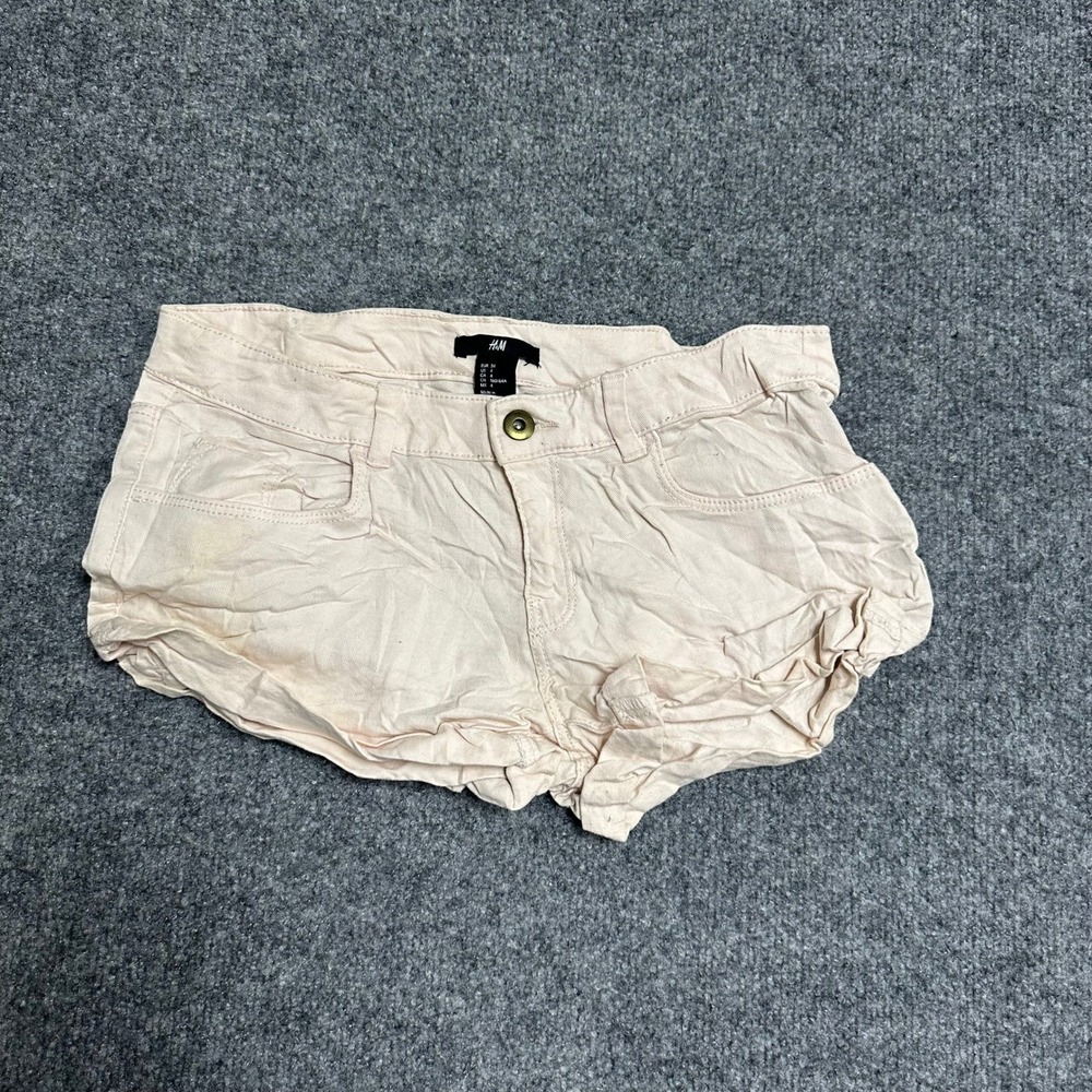 H&M Shorts Womens Size 4 Peach Pink Low Rise Casual Cotton Stretch Summer